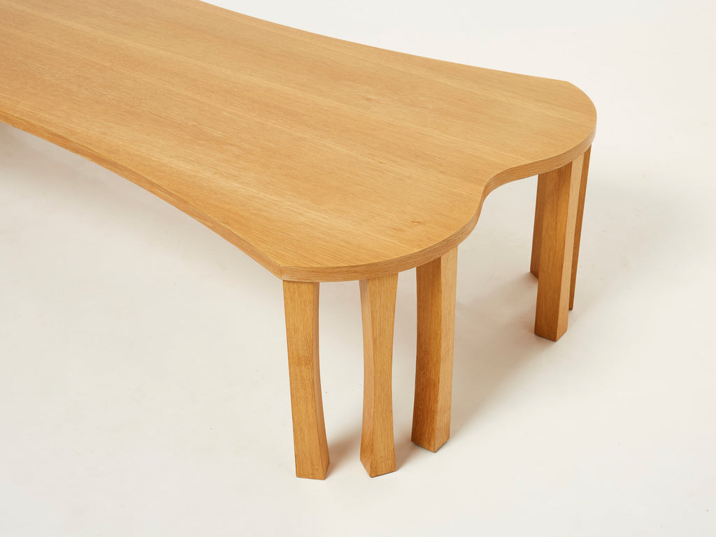 Unique Vincent Poujardieu free form oak wood coffee table 1992