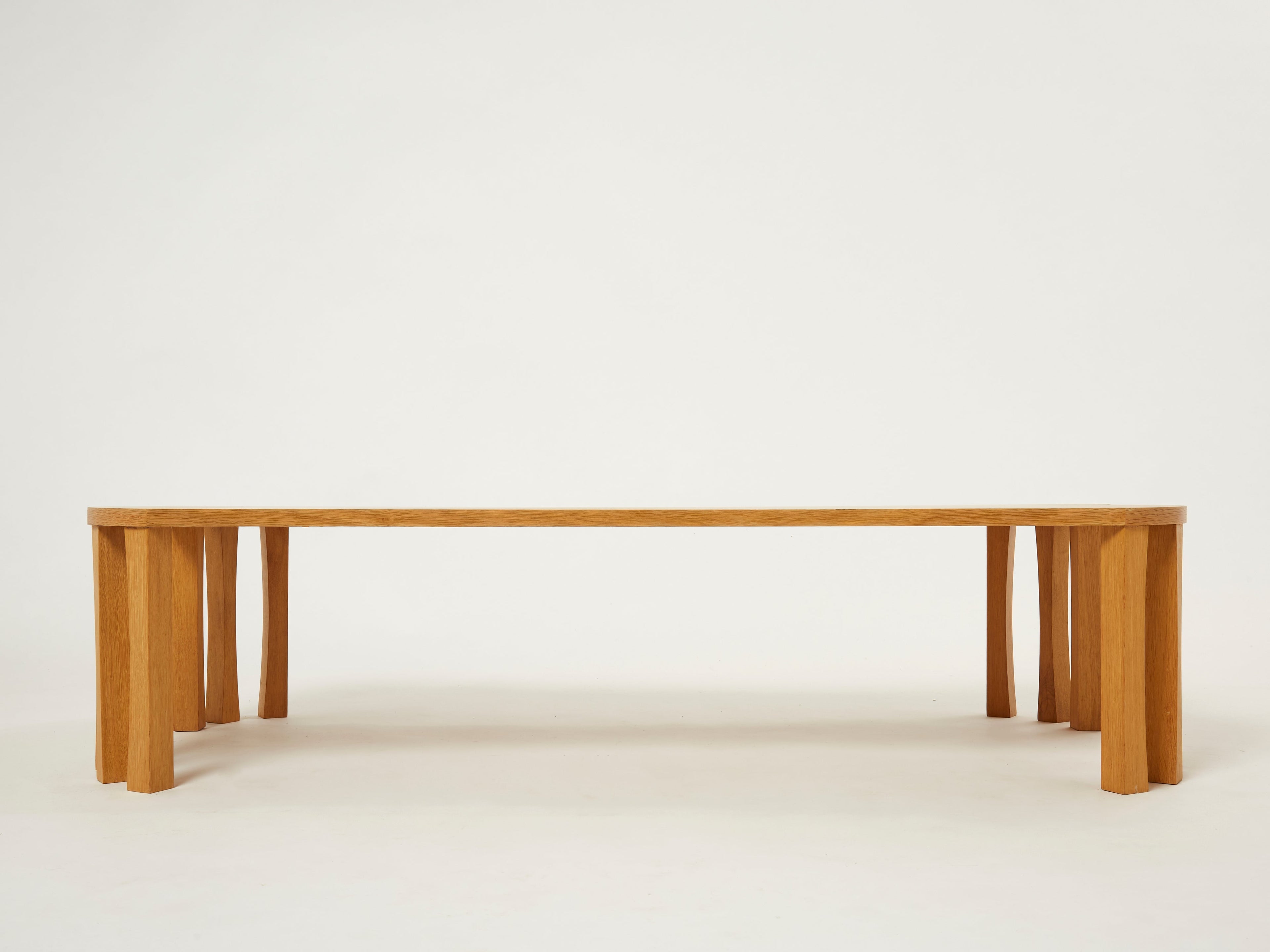 Unique Vincent Poujardieu free form oak wood coffee table 1992