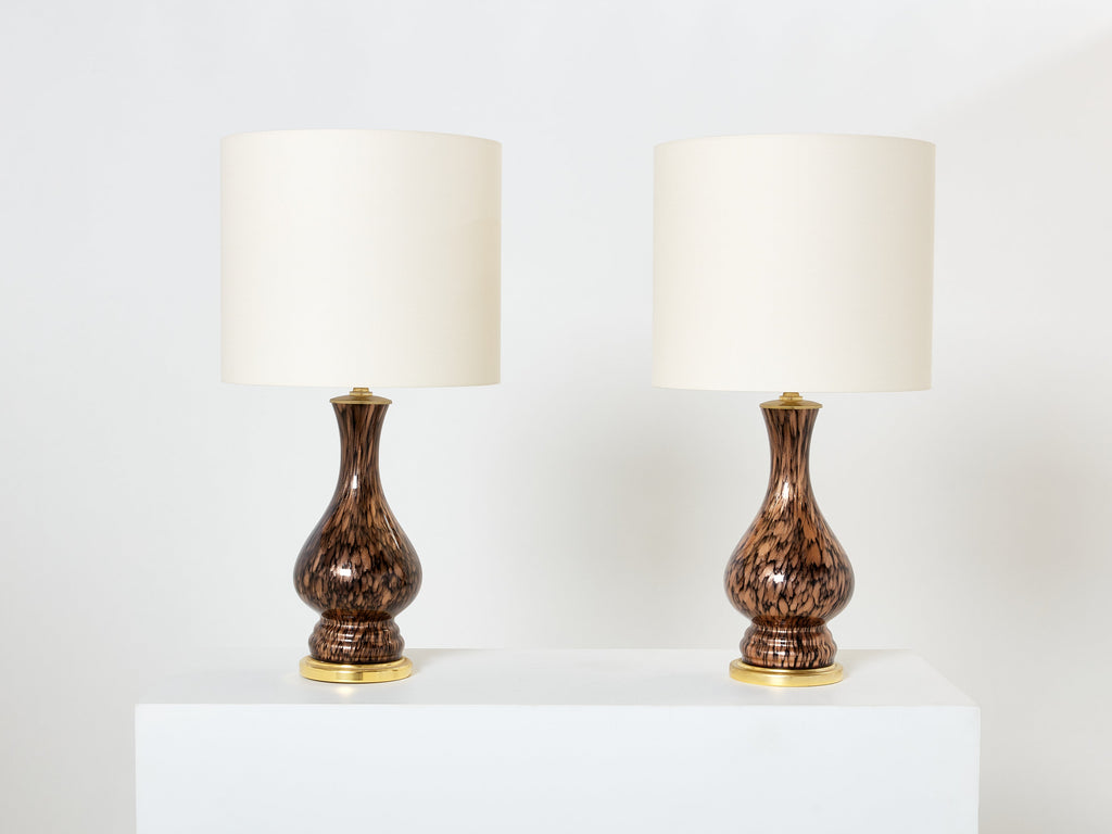 Vincenzo Nason Avventurina Murano glass table lamps 1960s