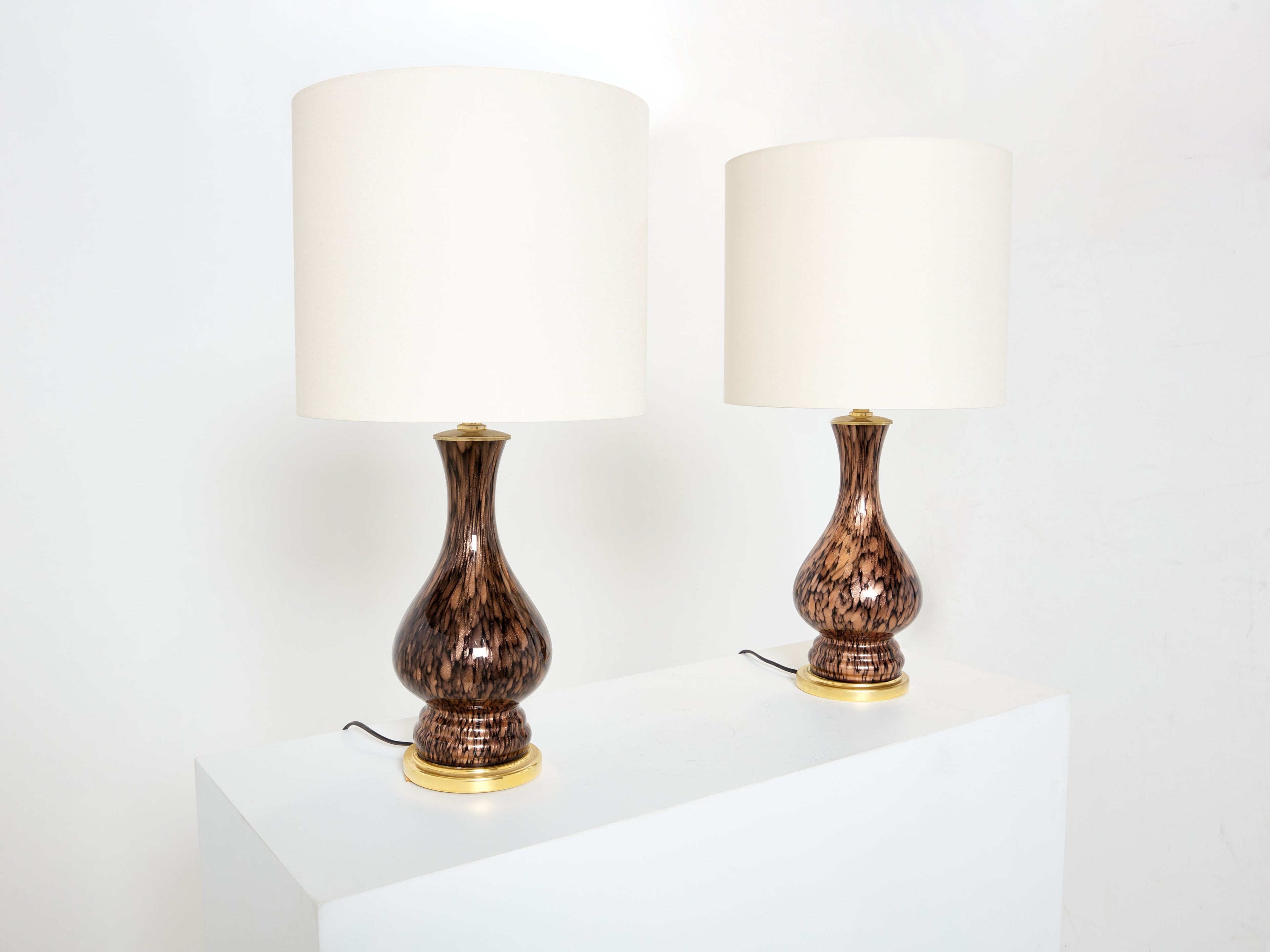 Vincenzo Nason Avventurina Murano glass table lamps 1960s