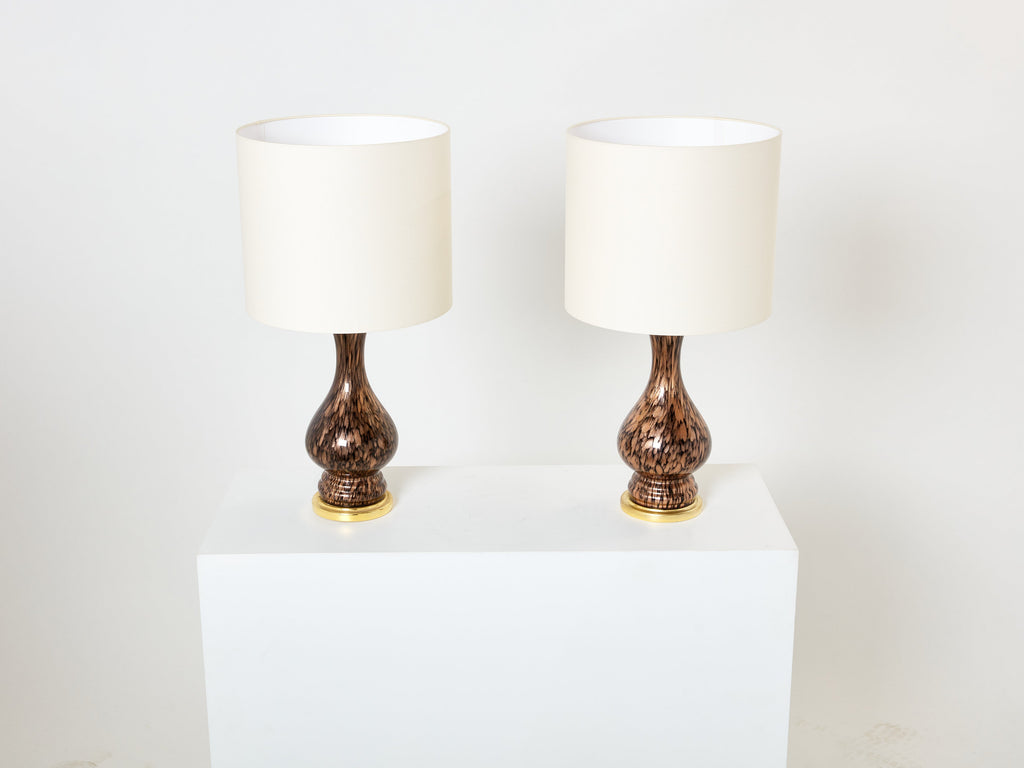 Vincenzo Nason Avventurina Murano glass table lamps 1960s
