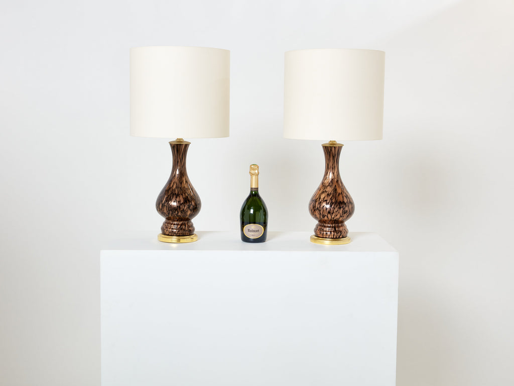 Vincenzo Nason Avventurina Murano glass table lamps 1960s
