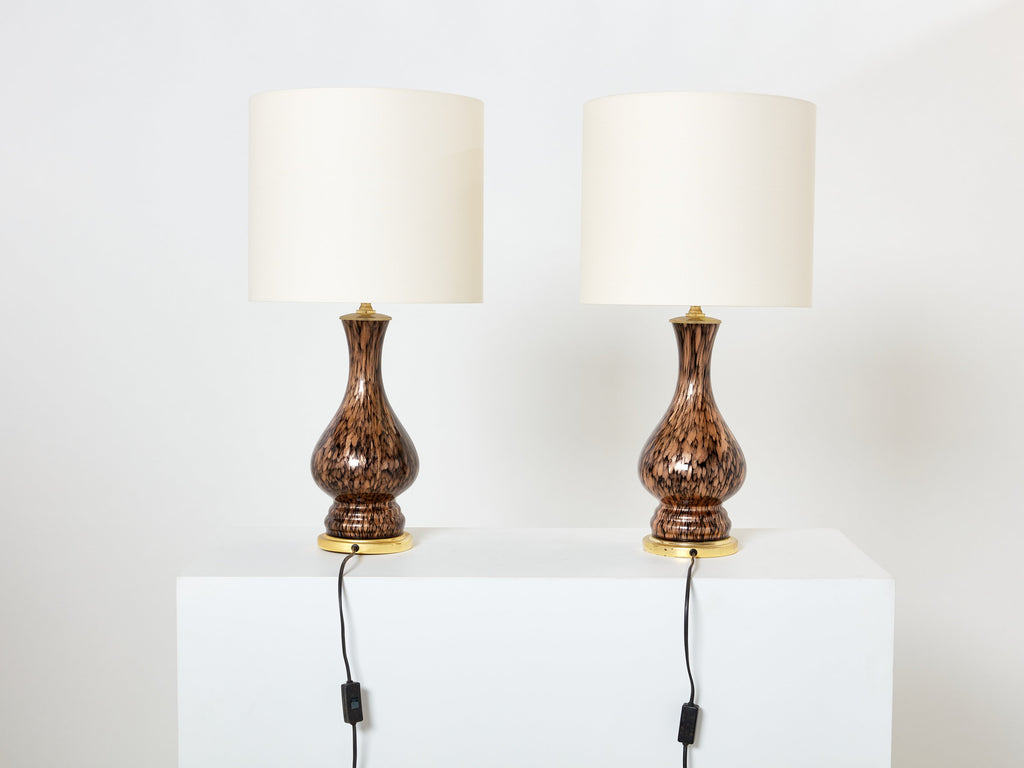 Vincenzo Nason Avventurina Murano glass table lamps 1960s