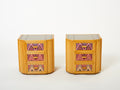 Pair of Italian Vivai Del Sud bamboo Missoni fabric night stands 1970s