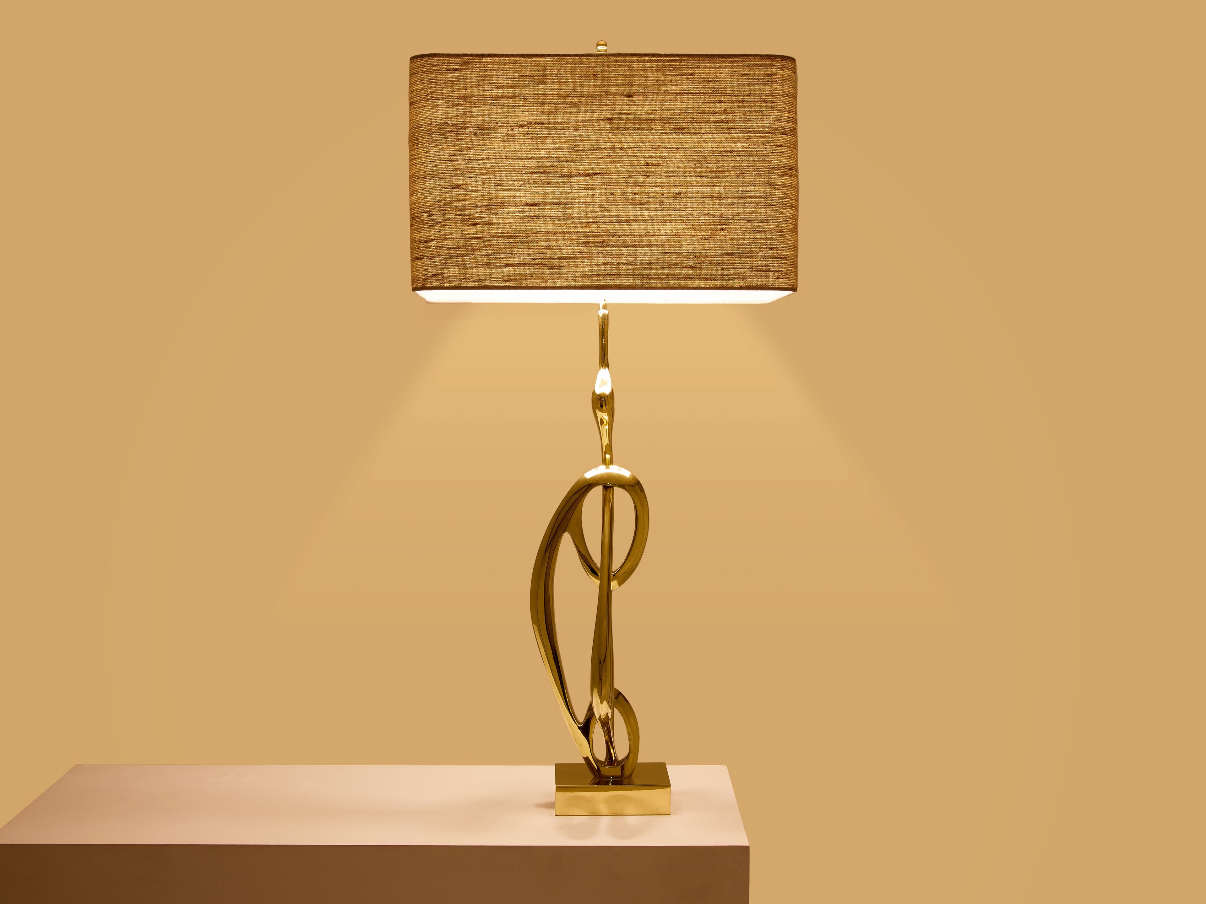 Willy Daro bronze sculpture table lamp 1970
