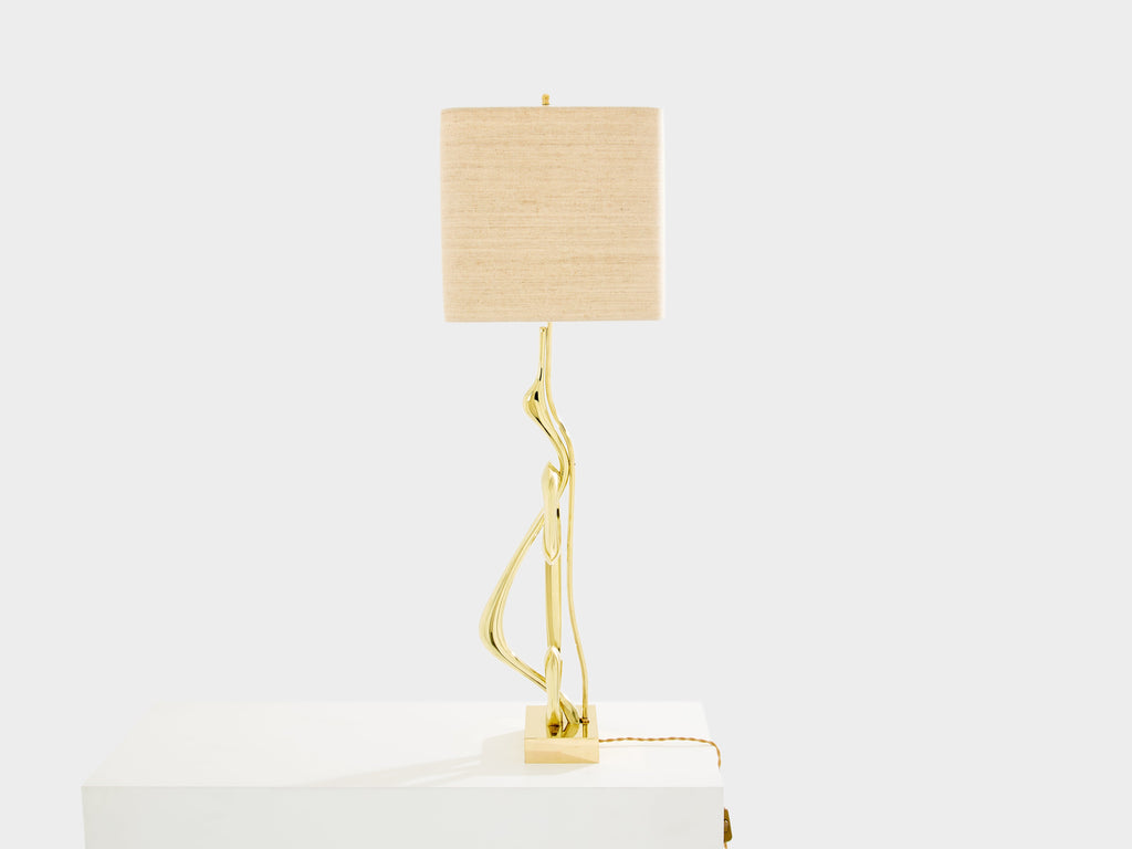 Willy Daro bronze sculpture table lamp 1970