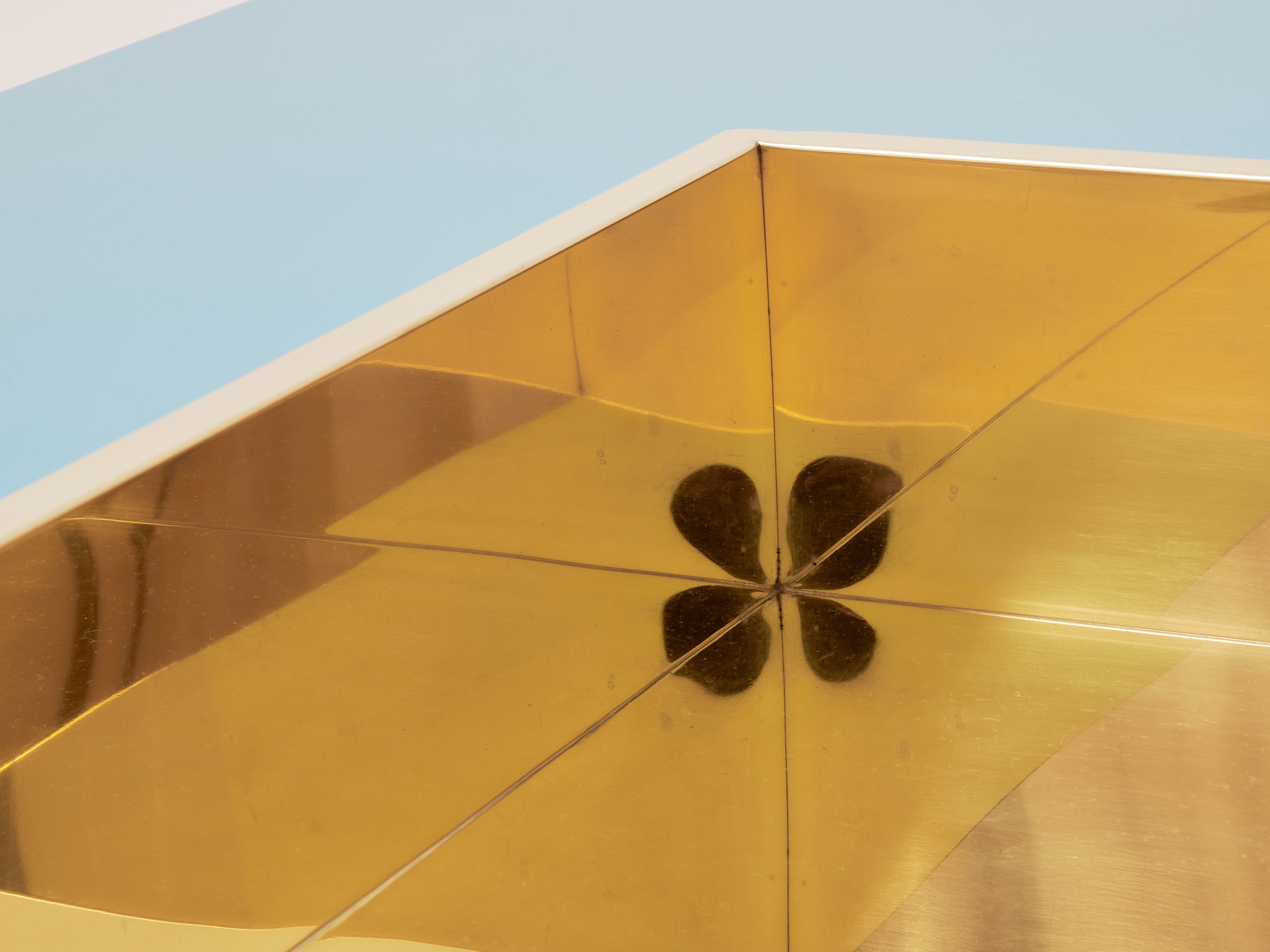 Willy Rizzo blue lacquer and brass bar coffee table Alveo 1970s