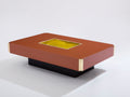 Willy Rizzo brown lacquer and brass bar coffee table Alveo 1970s