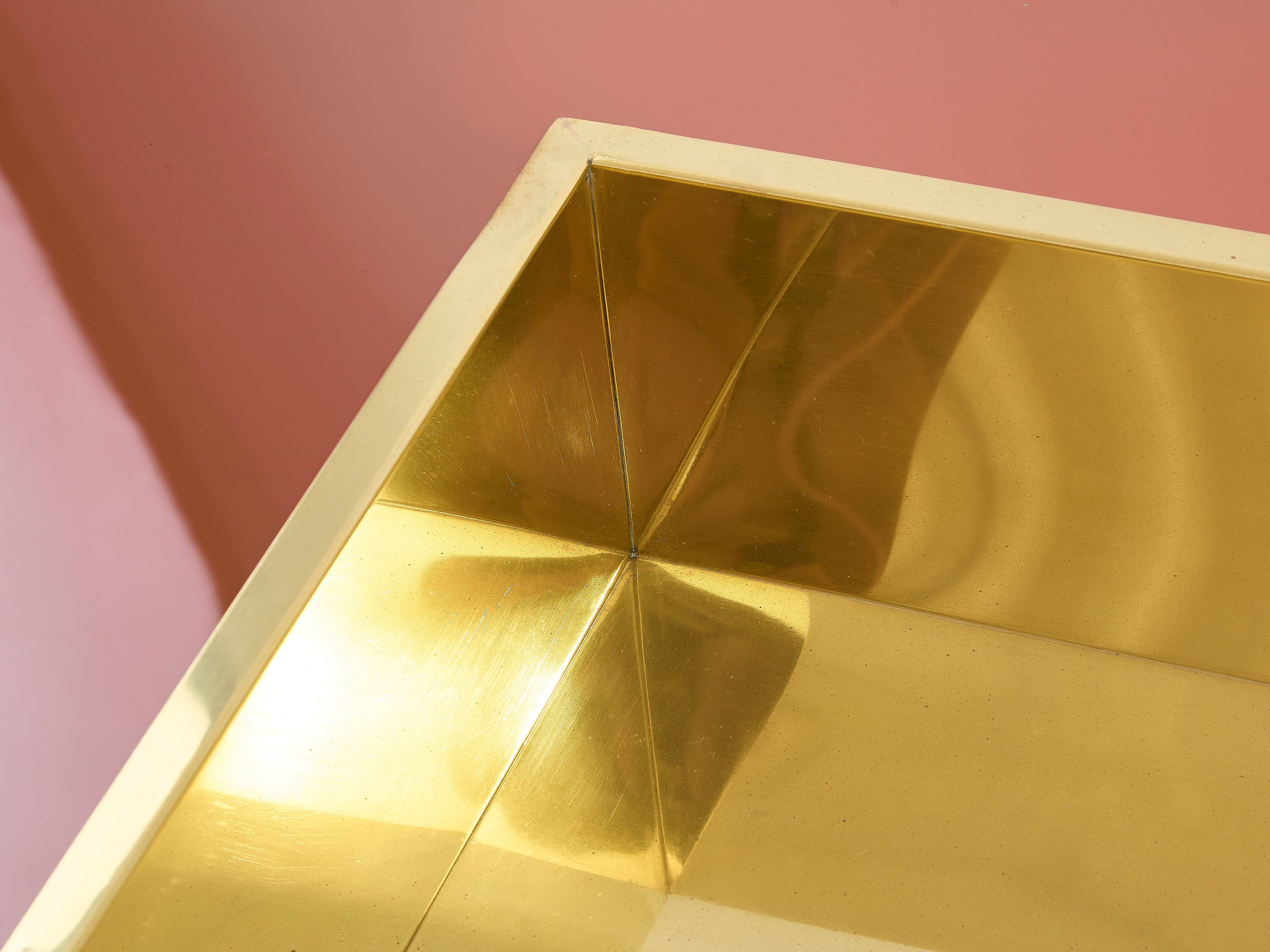 Willy Rizzo brown lacquer and brass bar coffee table Alveo 1970s