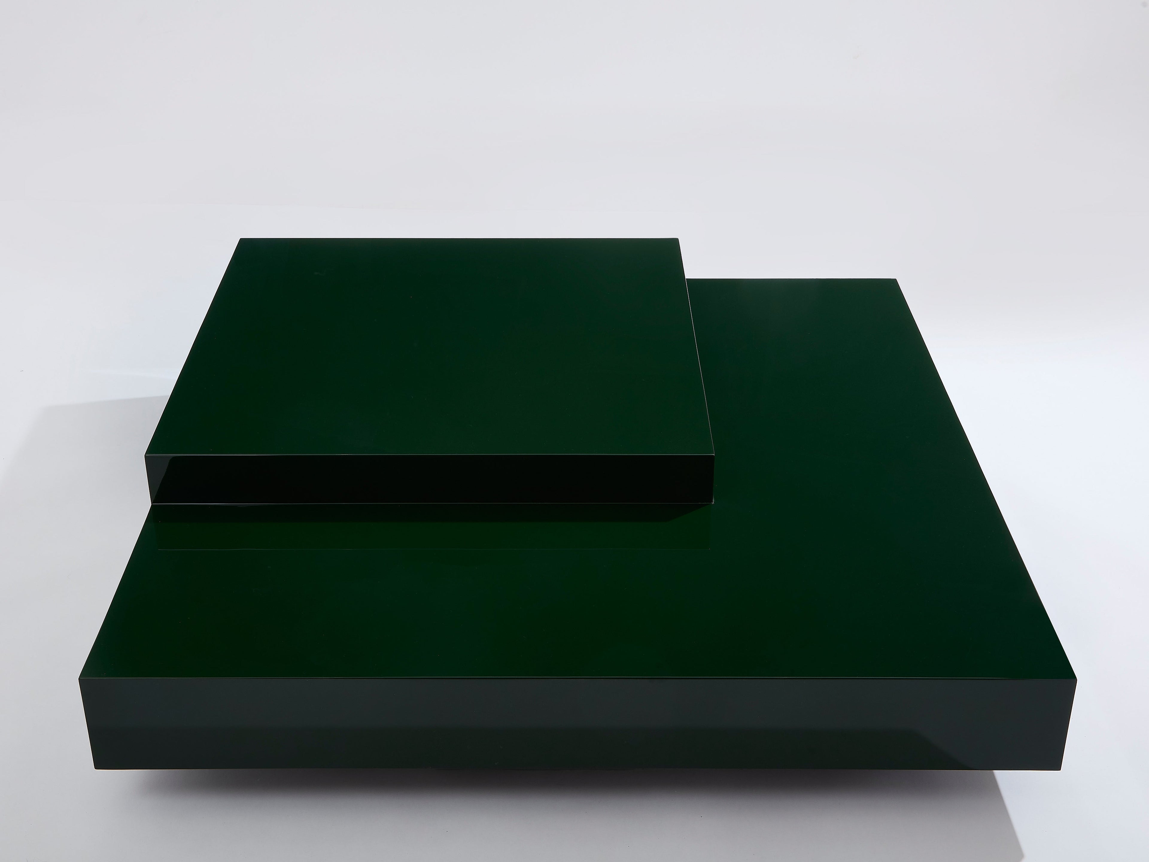 Willy Rizzo forest green lacquer square coffee table 1970s