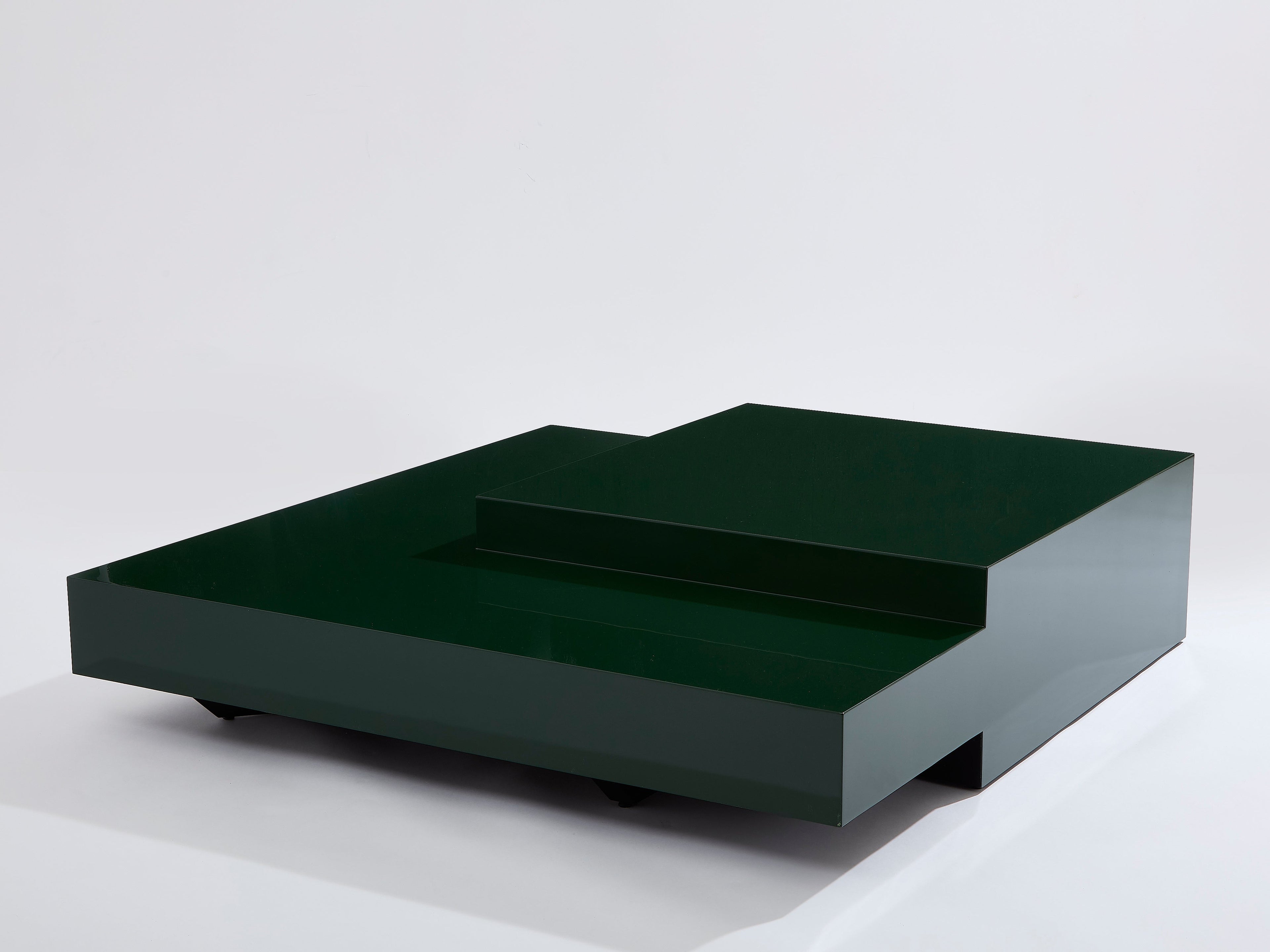 Willy Rizzo forest green lacquer square coffee table 1970s