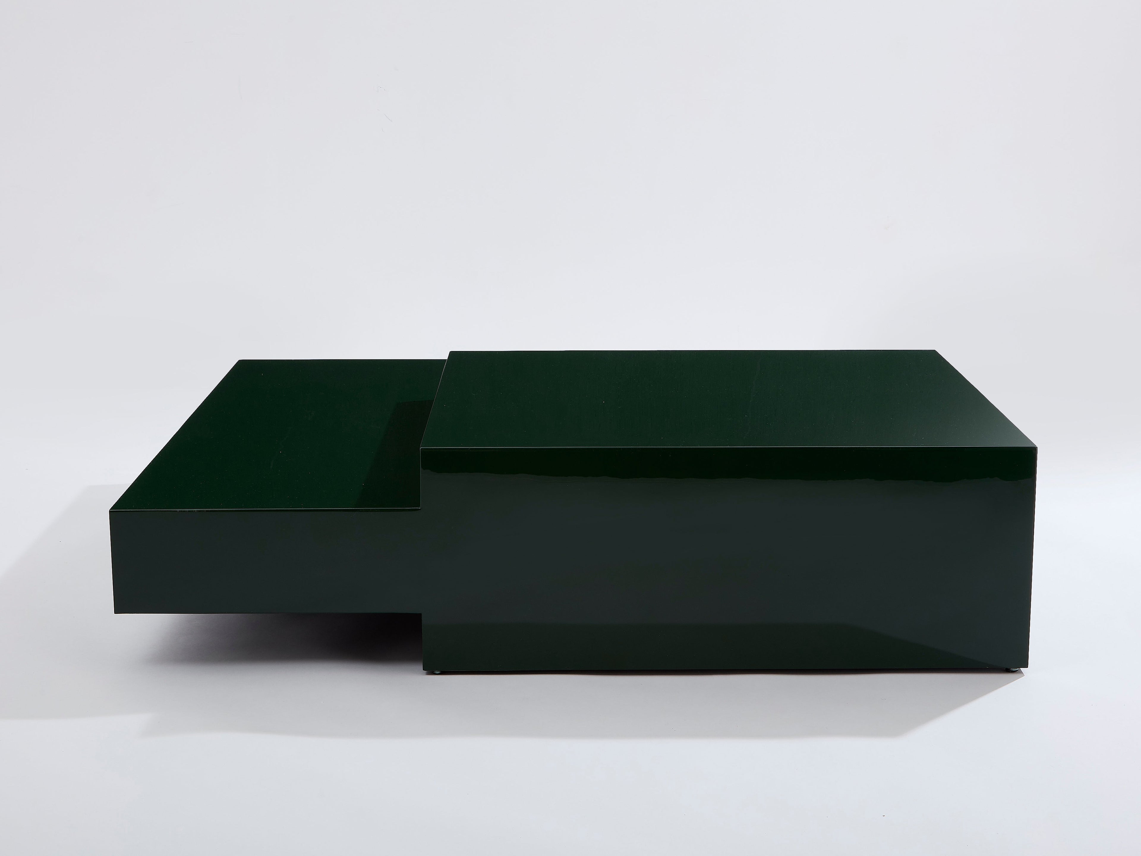 Willy Rizzo forest green lacquer square coffee table 1970s