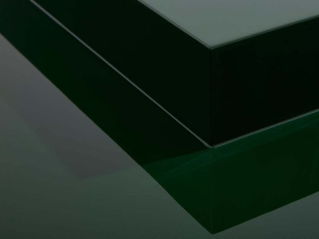 Willy Rizzo forest green lacquer square coffee table 1970s