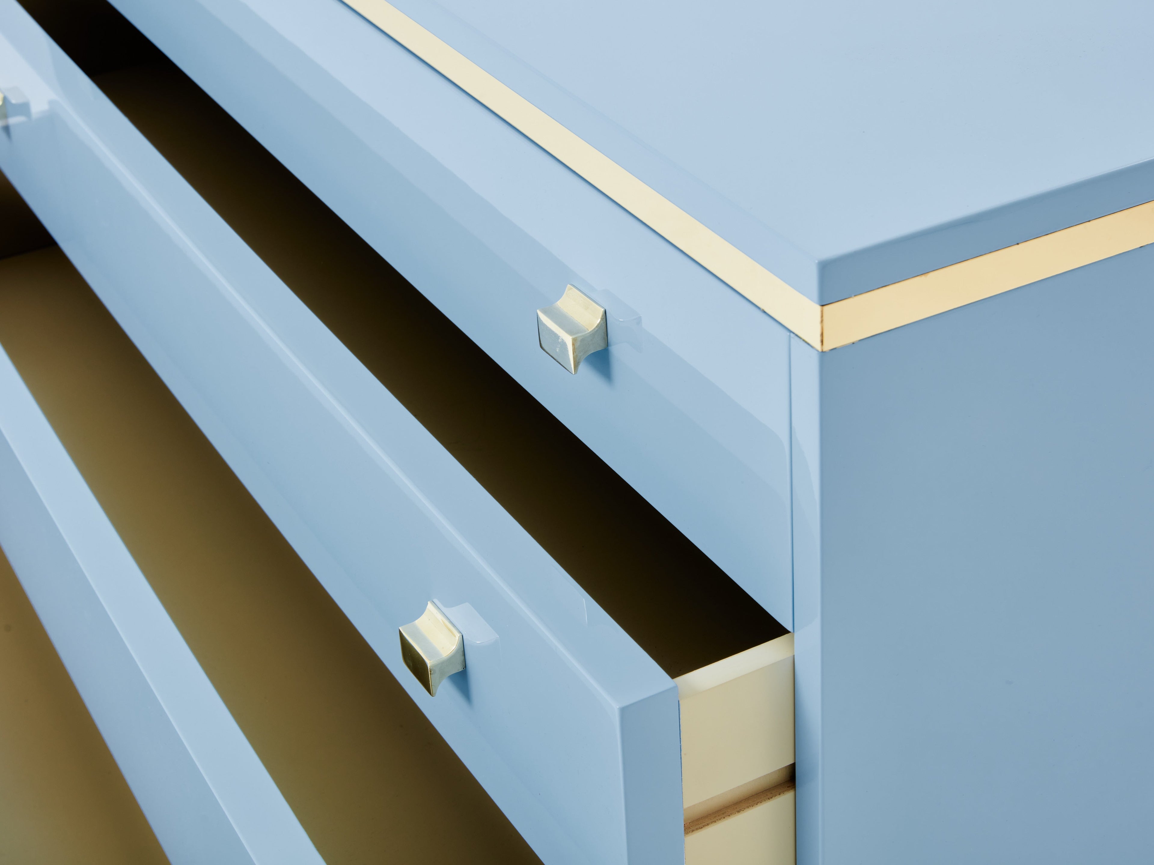Willy Rizzo light blue lacquered and brass commode 1970s