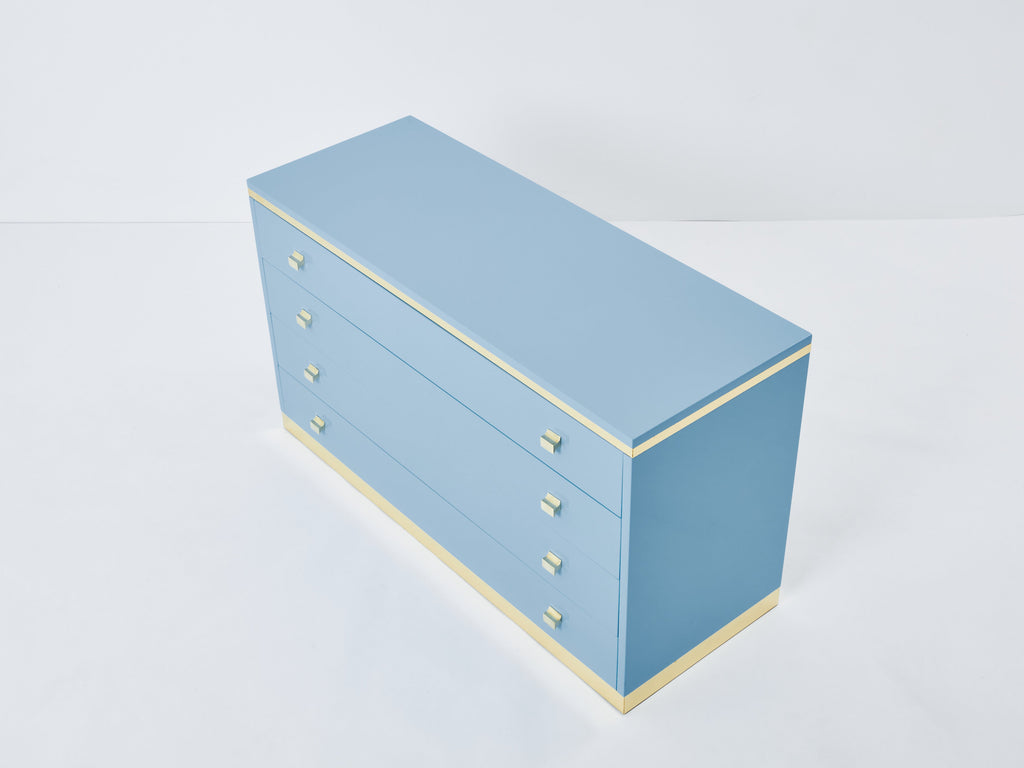 Willy Rizzo light blue lacquered and brass commode 1970s