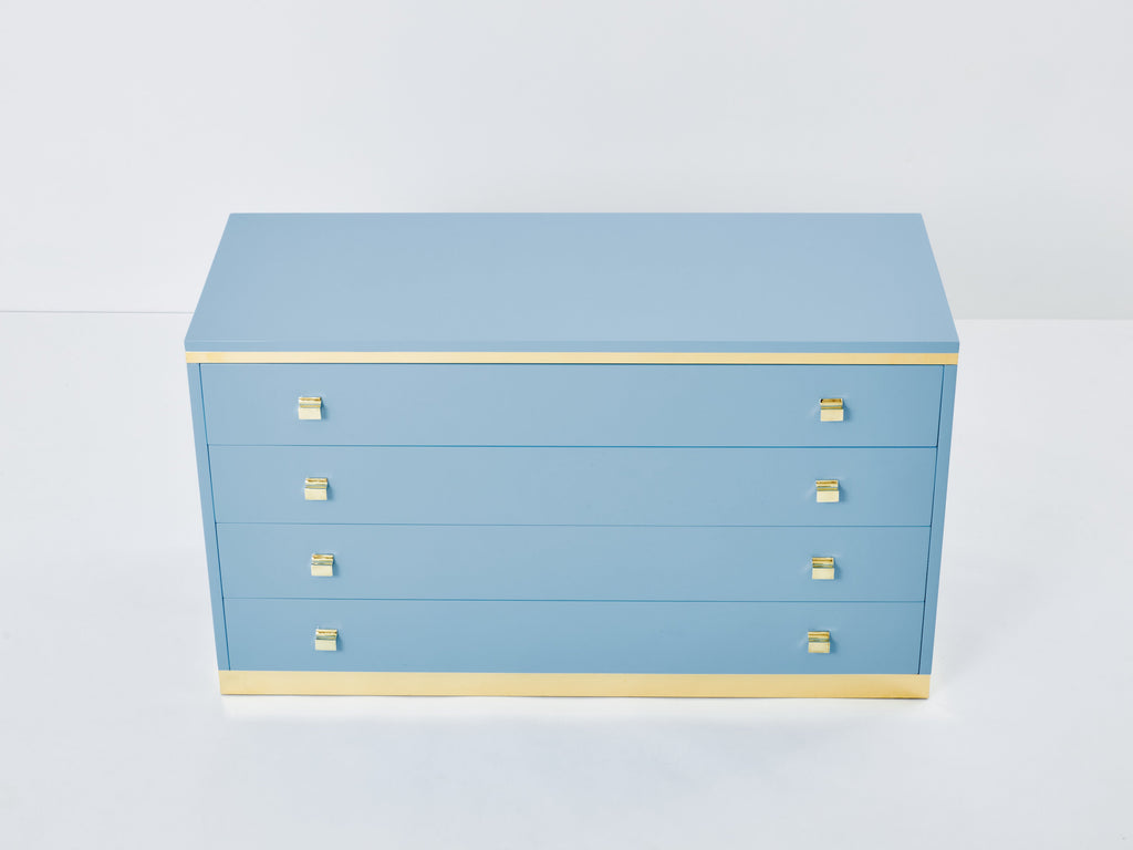 Willy Rizzo light blue lacquered and brass commode 1970s