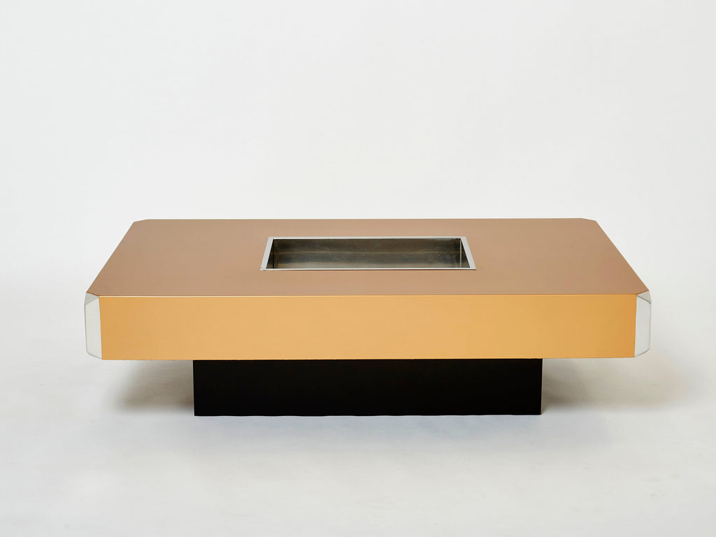 Willy Rizzo lacquer and chrome bar coffee table Alveo 1970s