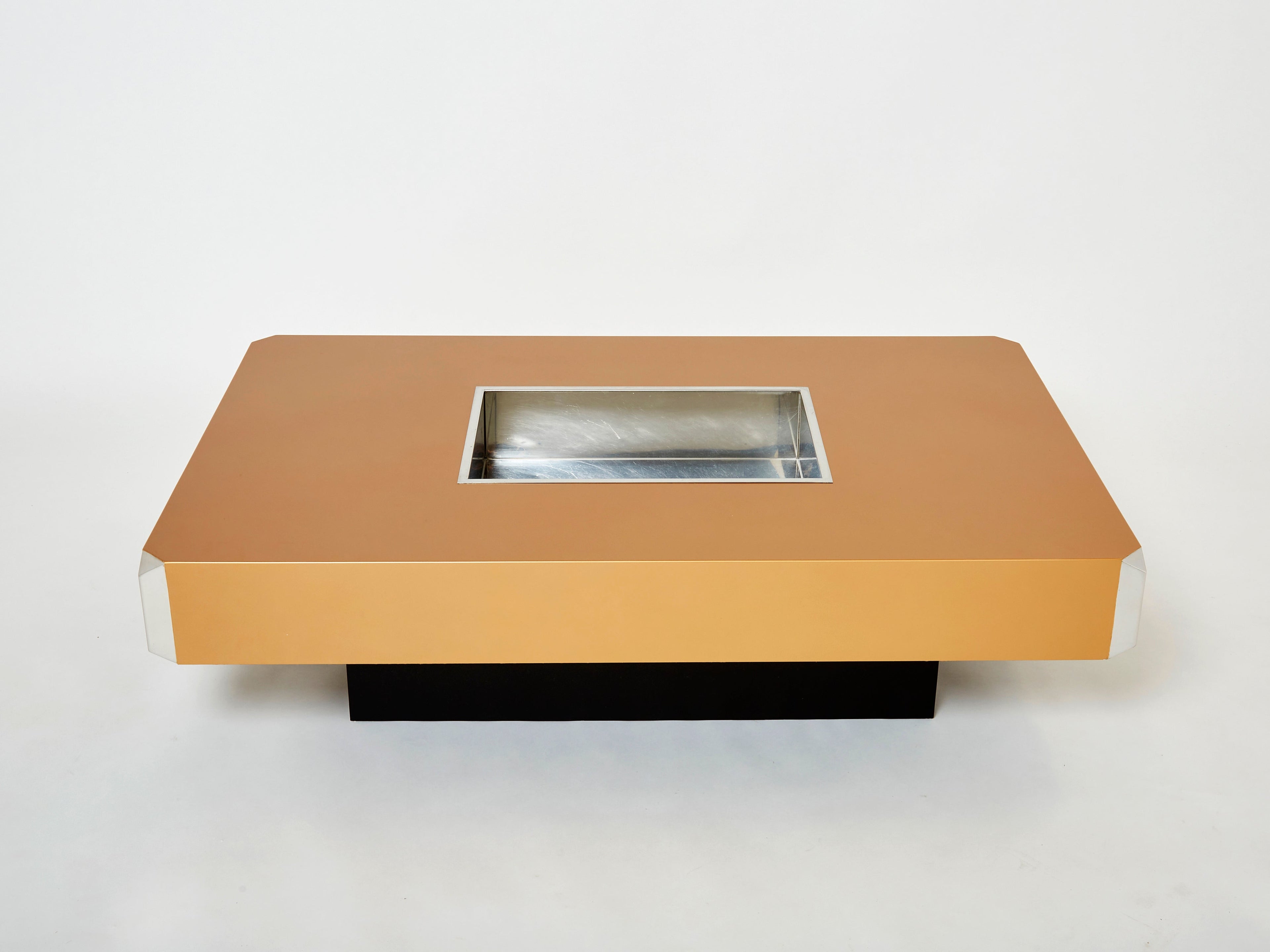 Willy Rizzo lacquer and chrome bar coffee table Alveo 1970s