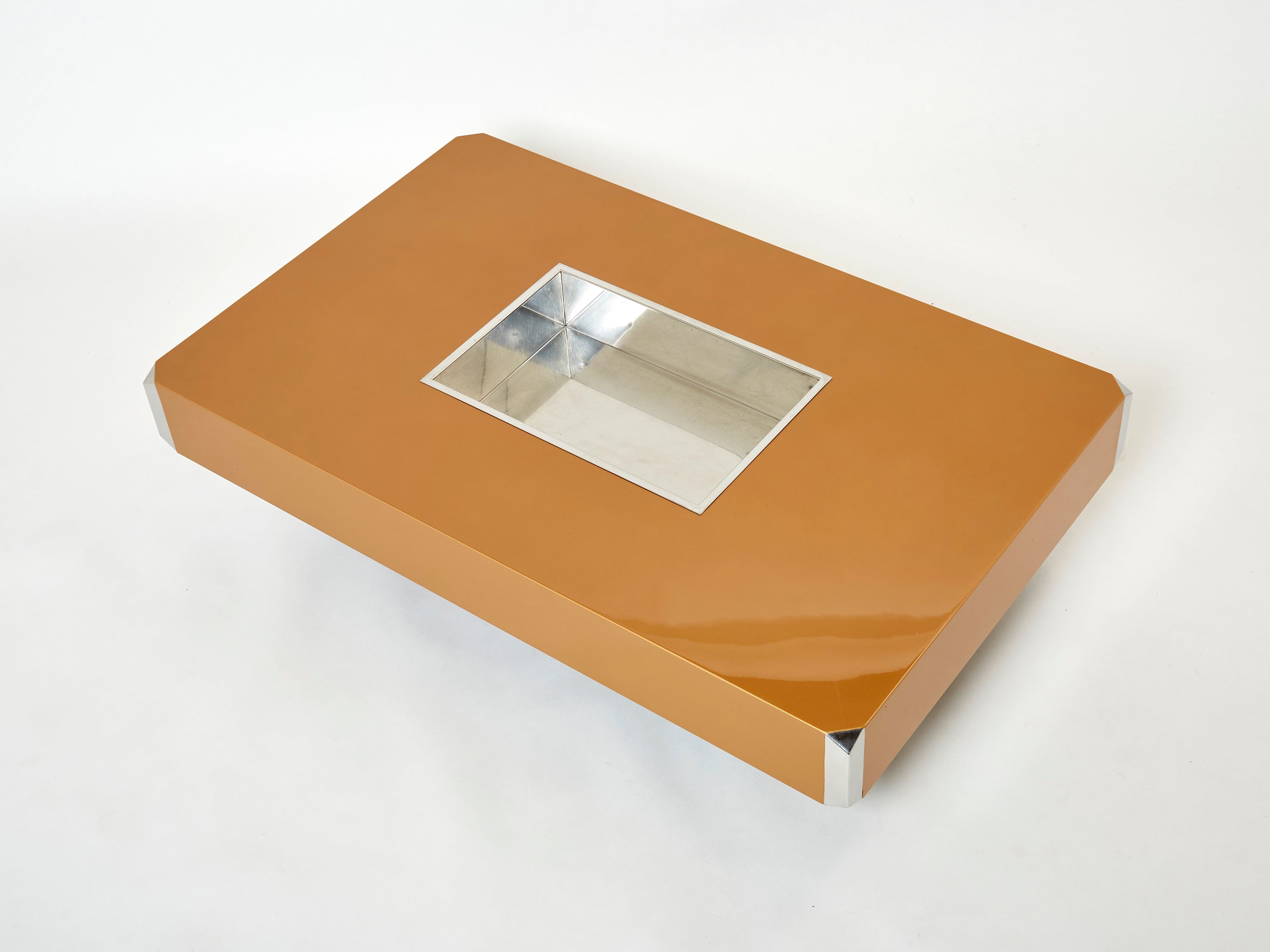 Willy Rizzo lacquer and chrome bar coffee table Alveo 1970s