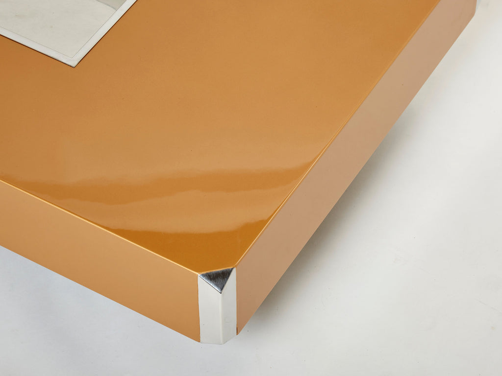 Willy Rizzo lacquer and chrome bar coffee table Alveo 1970s