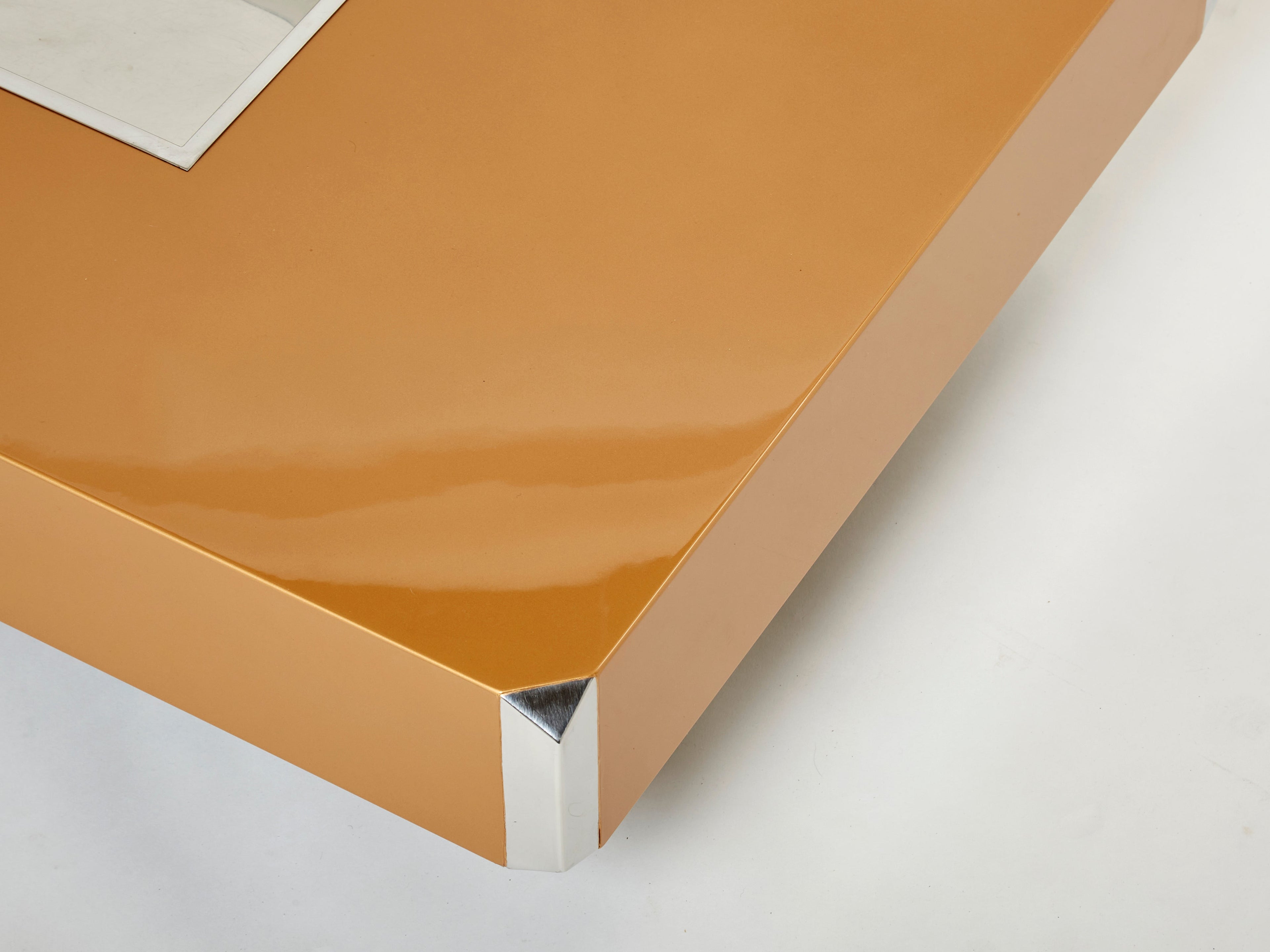 Willy Rizzo lacquer and chrome bar coffee table Alveo 1970s