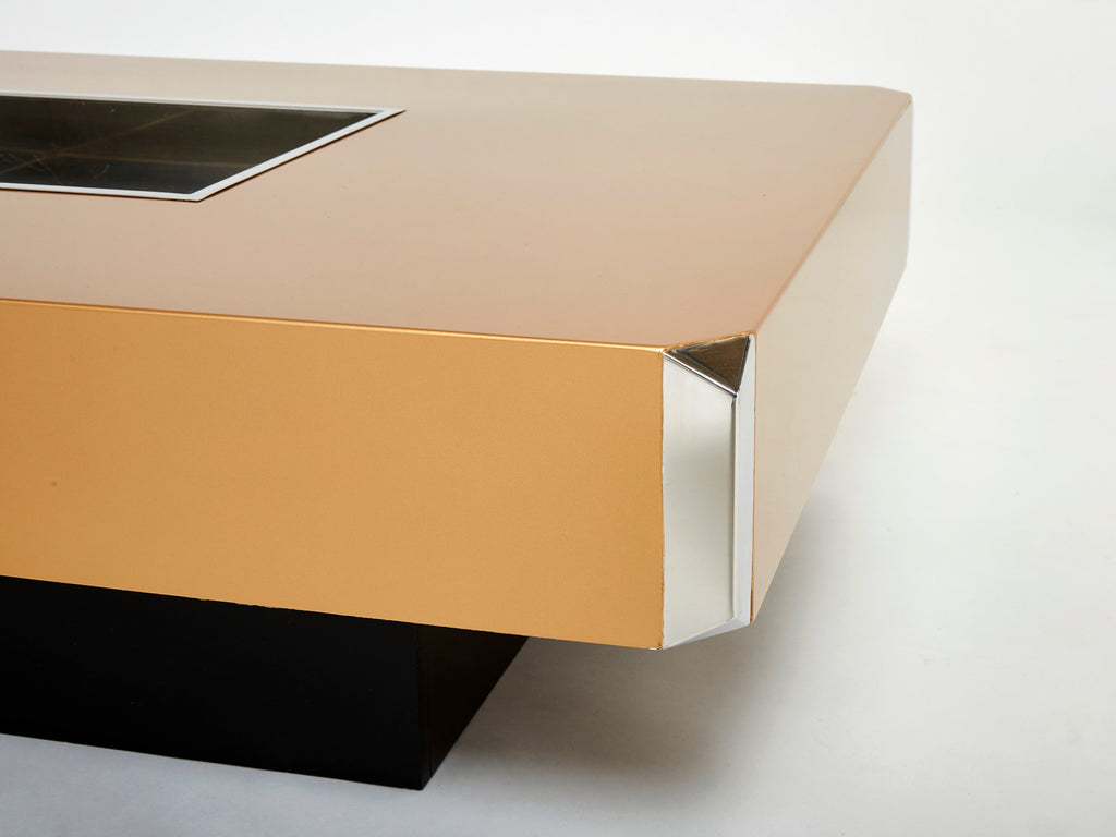 Willy Rizzo lacquer and chrome bar coffee table Alveo 1970s