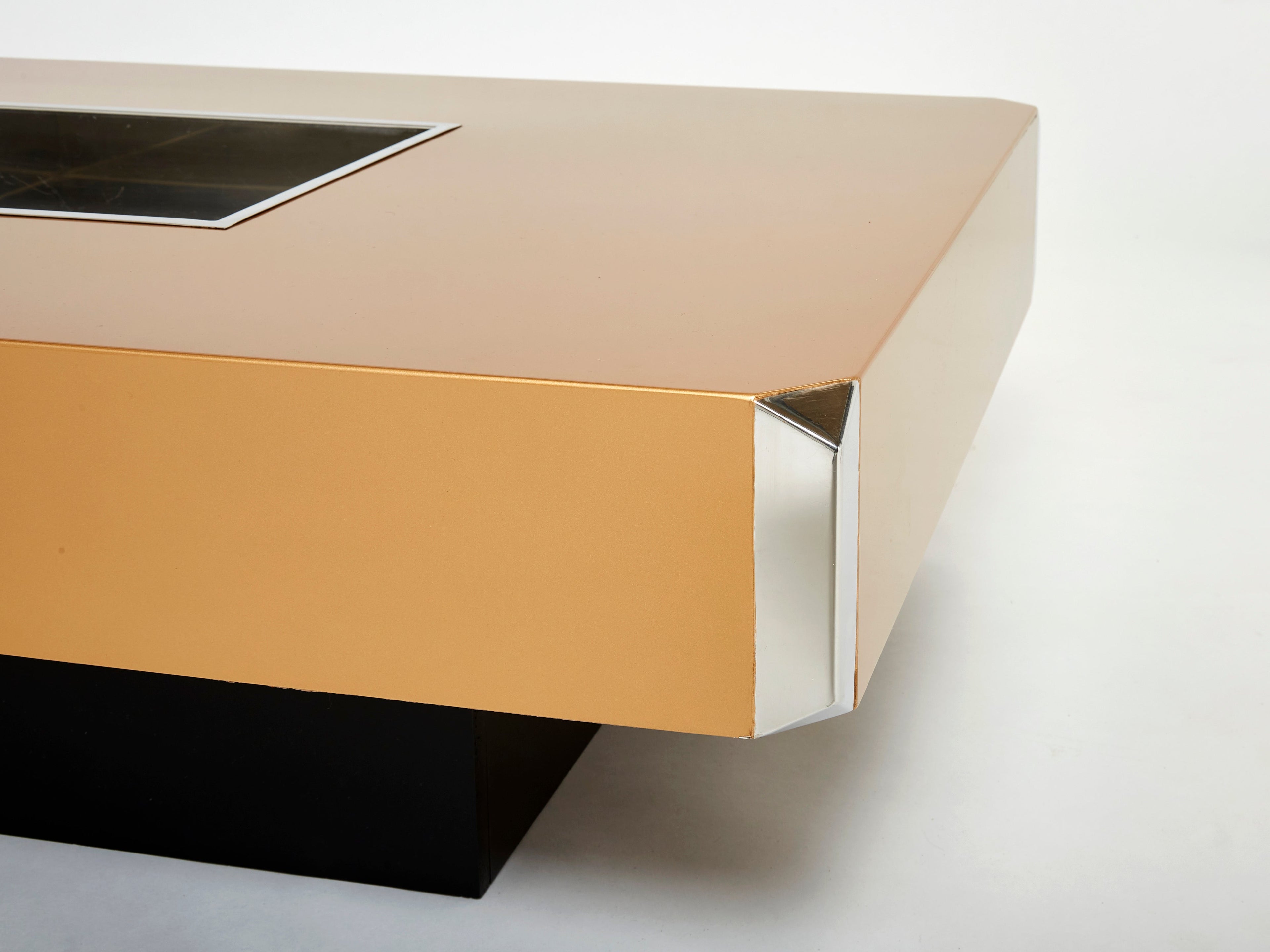 Willy Rizzo lacquer and chrome bar coffee table Alveo 1970s