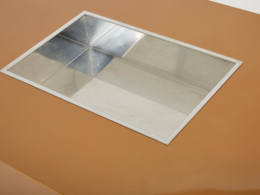 Willy Rizzo lacquer and chrome bar coffee table Alveo 1970s