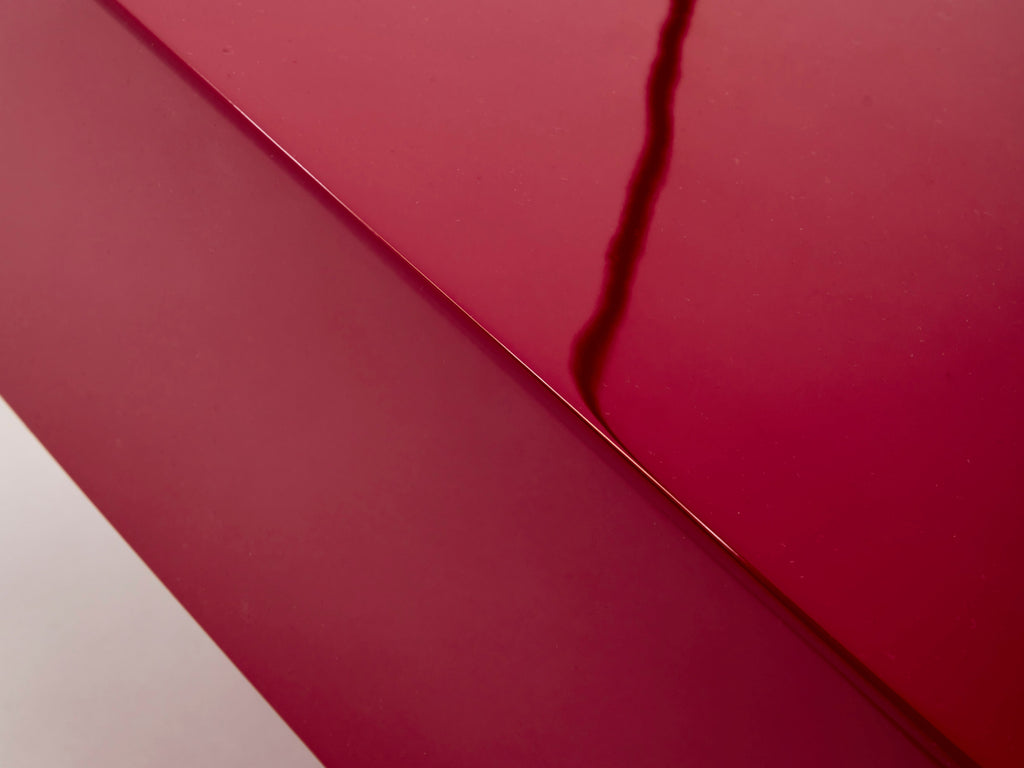 Willy Rizzo ruby red lacquer and brass bar coffee table Alveo 1970s