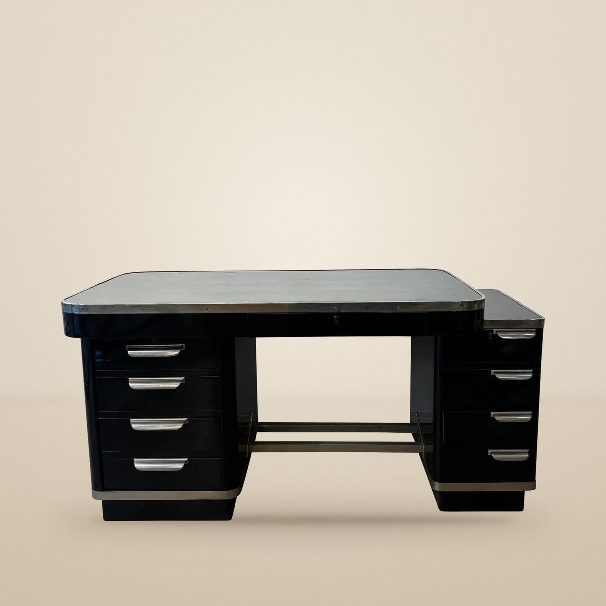 René Herbst, Modernist Desk, stainless steel and lacquered wood