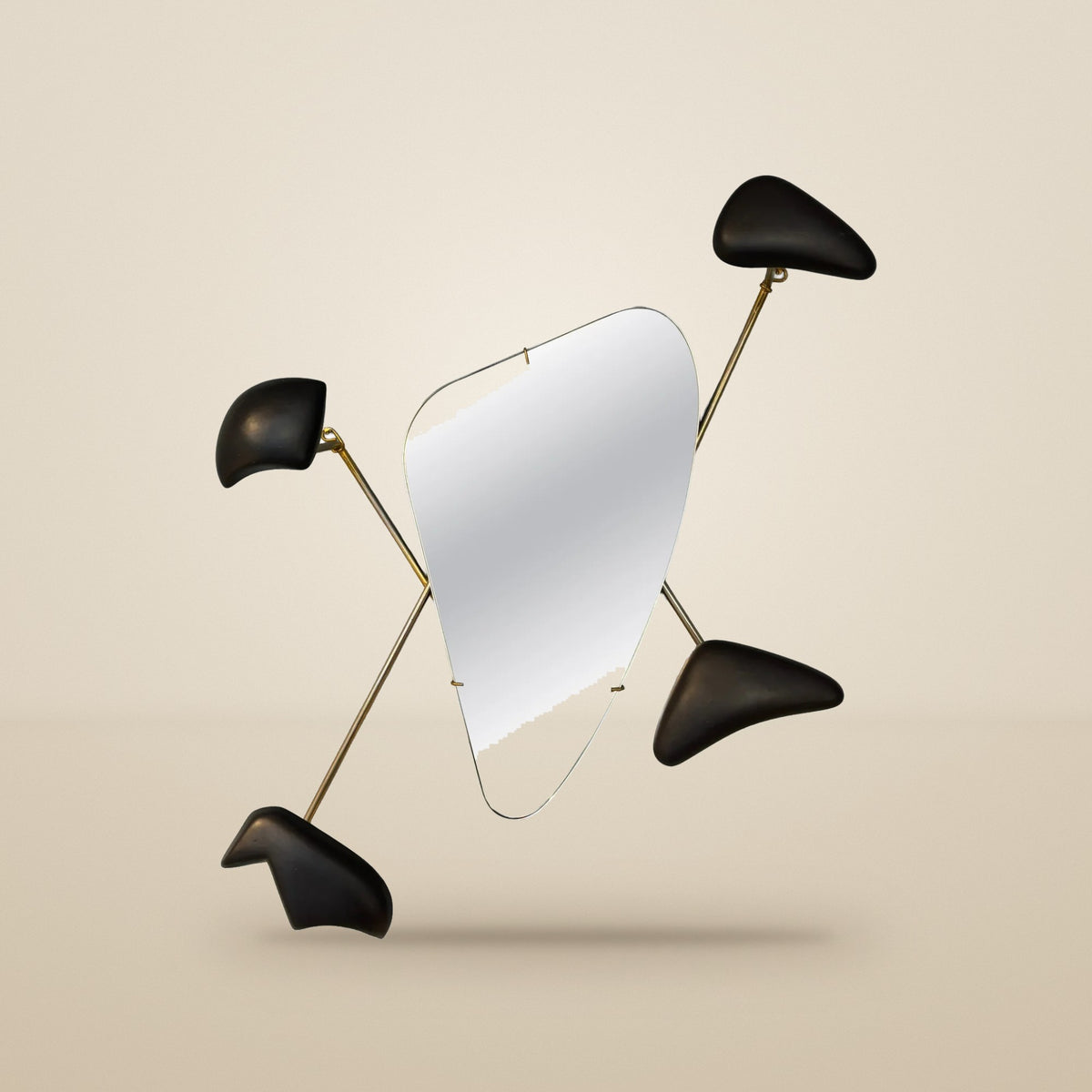 Georges Jouve Black Ceramic Wall Mirror, Designed for Marcel Asselbur