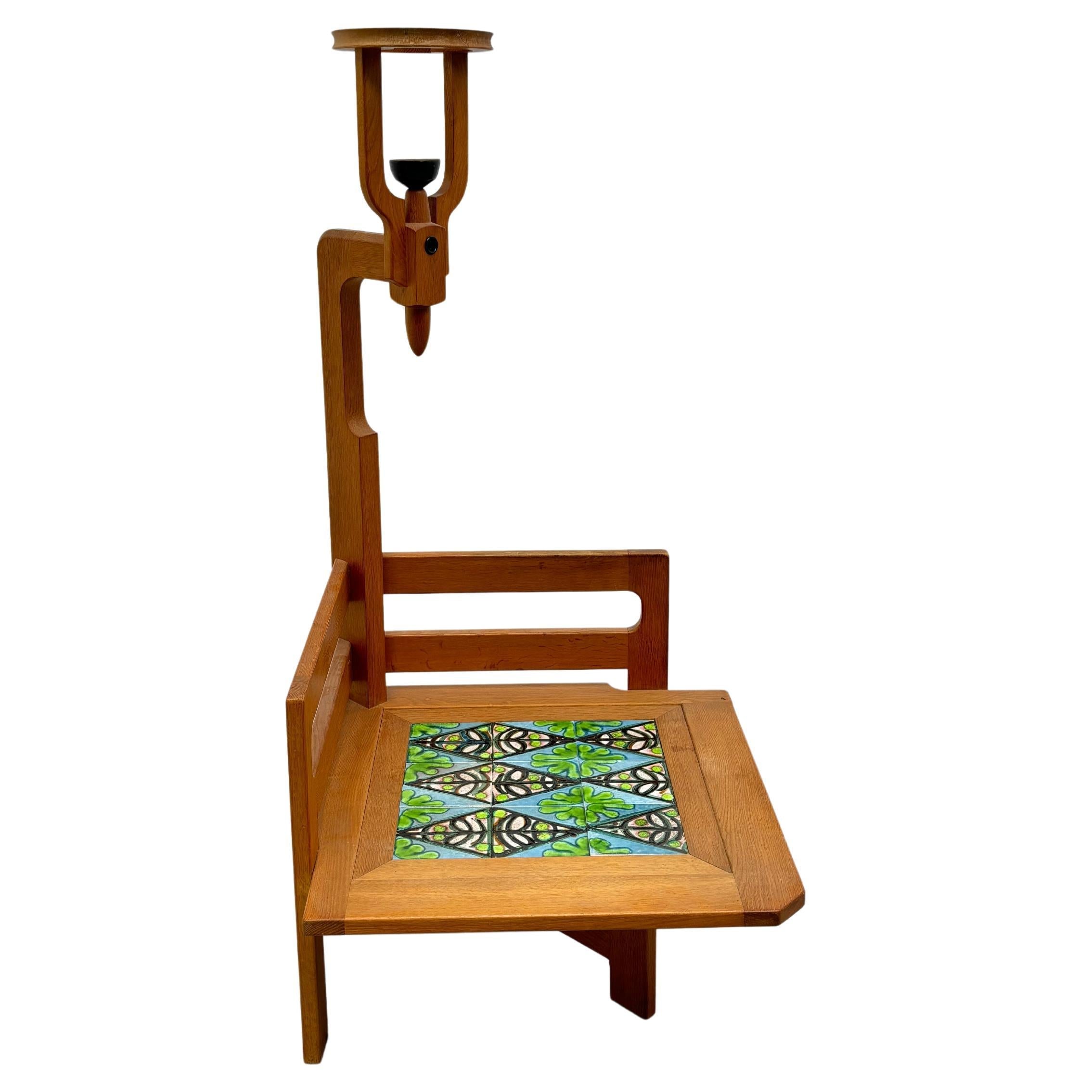 Side table with floorlamp by Guillerme et  Chambron