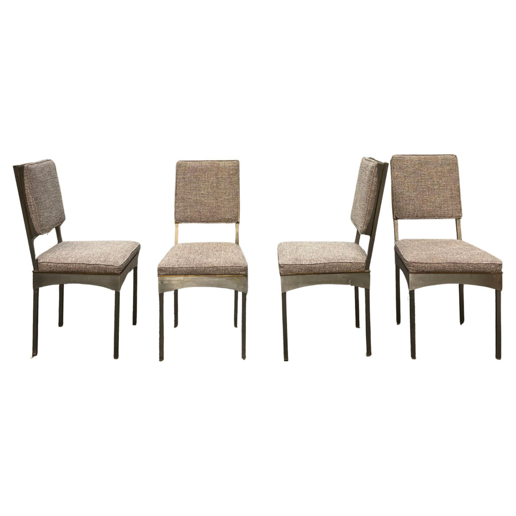 Scarce set of 12 steel and brass chairs, Daniel Passegrimaud for Jansen