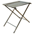 Christian Dior Folding Side Table, Hammered Steel, Silver Patina, 1970
