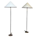Beautiful pair of floorlamps by Jordi Vilanova in brass and stiched leather