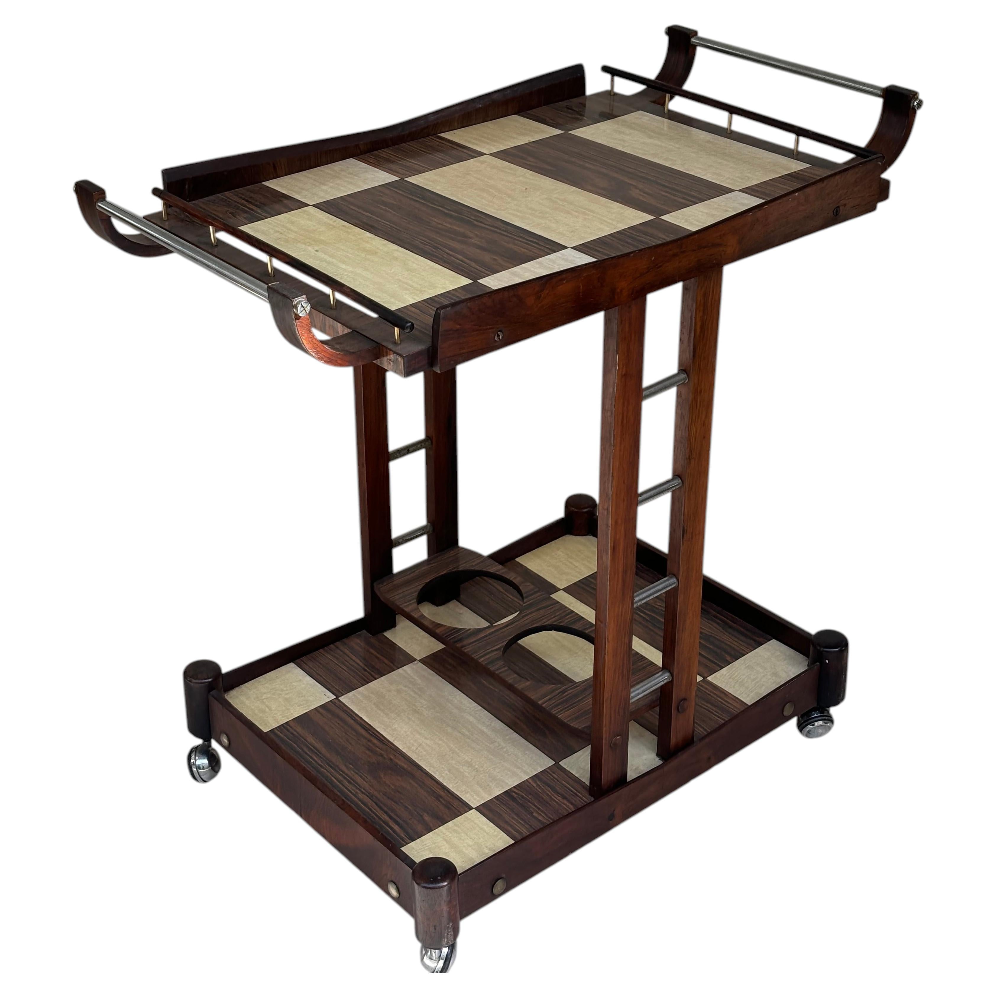 Serving table by Novo Rumo, Brasil, 1960 in métal, plexiglas and imbuia