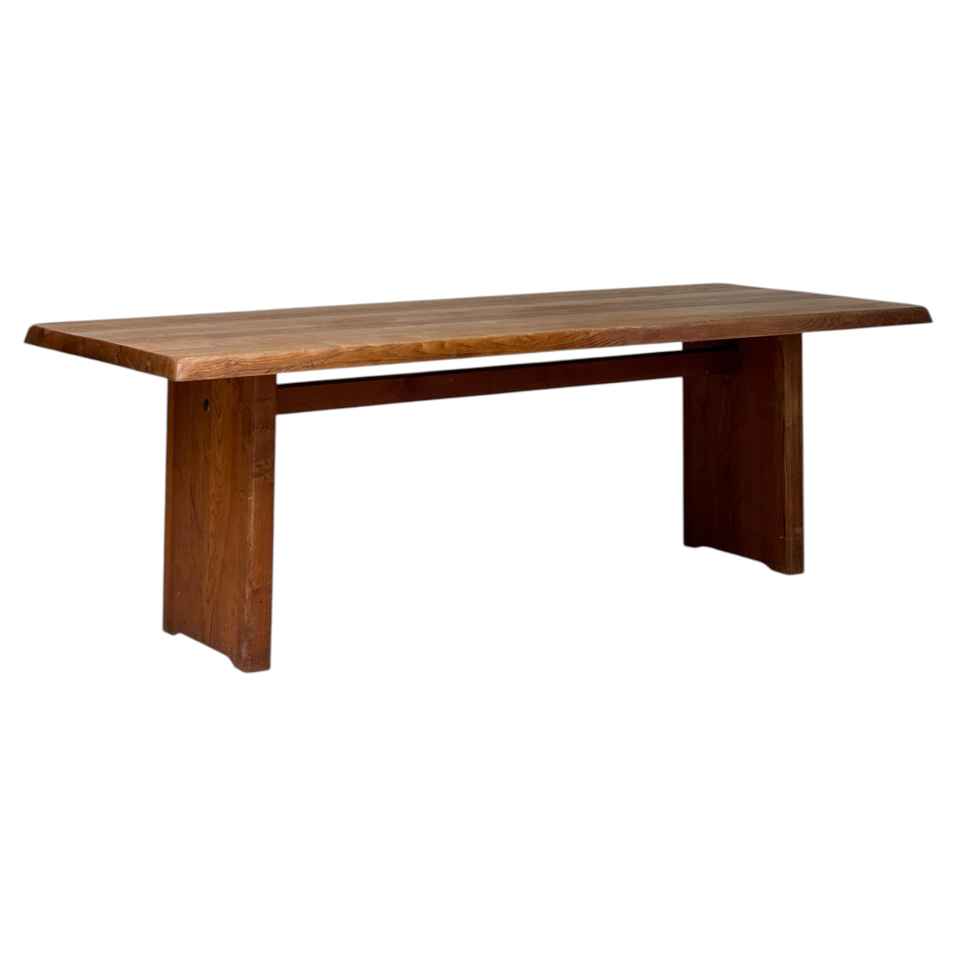 Dining table T14 D by Pierre Chapo, circa 1964 in massive elm.